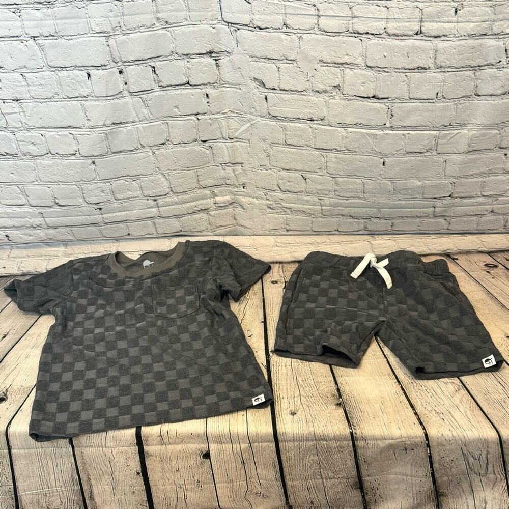 George Hats Gray Terrycloth Checker Pattern Short Set